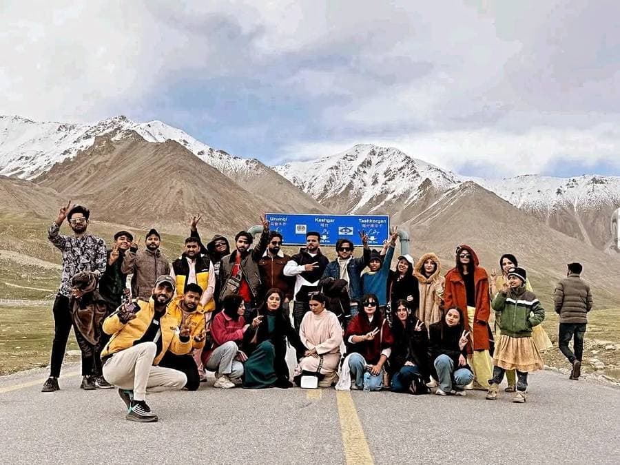 A RoadRiders group at Khunjerab Pass